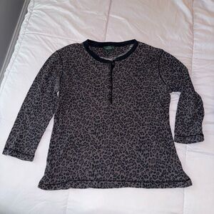 RALPH LAUREN 3/4 Sleeves Leopard Top 100% Cotton